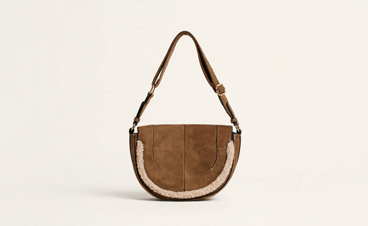 Kamil Shearling Trim Crossbody Bag