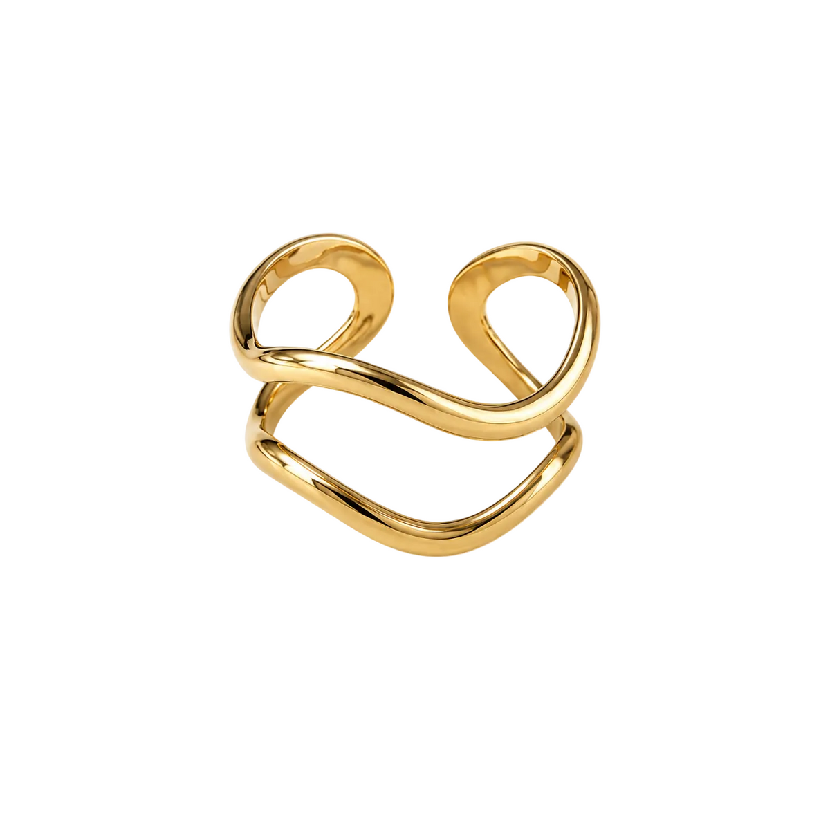 Anillo Doble Ola Dorado