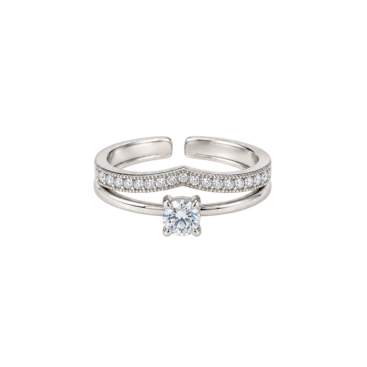 Anillo Solitario Real Plateado